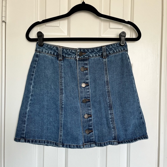 A line denim button front mini skirt - Picture 2 of 5